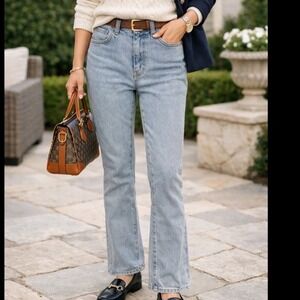 FROM BEGINNING Womens Light Wash straight leg high rise stretch Jeans Size S